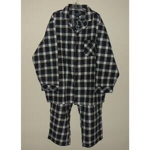 Stafford Essentials Men’s XL Classic Pajama Set Top/Bottom Blue Gray Plaid NWOT